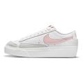 NIKE Women's Blazer Low Platform Sneaker, White/Pink Glaze-Summit White-Black, 6 UK