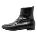 Gucci Shoes | Gucci Jordaan Horsebit Black Leather Round Toe Zip Up Flat Ankle Boots | Color: Black | Size: 37.5eu
