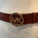 Michael Kors Accessories | Michael Kors Mk Women Brown Medium Leather Belt Gold Round Buckle | Color: Brown | Size: Os