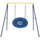 Maxmass Heavy Duty Swing Frame, Kids Swing Set with Saucer Swing, Indoor Outdoor Single Swing A Frame for Backyard Garden Park Playground (Yellow Swing Frame and Whale Swing)