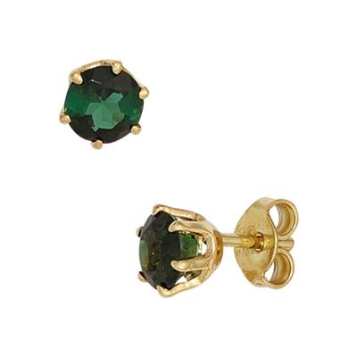 Paar Ohrstecker JOBO, gelb (gelbgold 585), Ohrringe, Damen, Gelbgold 585, rund 585 Gold mit Turmalin Image