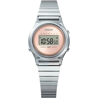 Chronograph CASIO VINTAGE, silber (edelstahlfarben, roségoldfarben), Armbanduhren, Damen, Quarzuhr, Armbanduhr, Damenuhr, Edelstahlarmband,digital,Stoppfunktion Image