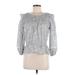 LC Lauren Conrad 3/4 Sleeve Blouse: Silver Tops - Women's Size Medium