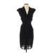 Roberto Cavalli Cocktail Dress - Wrap V-Neck Short sleeves: Black Print Dresses - Women's Size 40