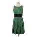 Frock! by Tracy Reese Casual Dress - Fit & Flare: Green Jacquard Dresses - Women's Size P