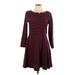 Gap Casual Dress - Fit & Flare: Burgundy Stripes Dresses - Women's Size 12