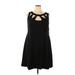 Eliza J Casual Dress - Fit & Flare Keyhole Sleeveless: Black Solid Dresses - New - Women's Size 18