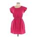 Pink Rose Casual Dress - Shift: Pink Solid Dresses - Women's Size Large