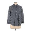 Lauren by Ralph Lauren Long Sleeve Button Down Shirt: Blue Stripes Tops - Women's Size Large