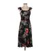 24/7 Maurices Casual Dress - Midi: Black Damask Dresses - Women's Size Small