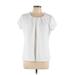 Liz Claiborne Career Short Sleeve Blouse: White Tops - Women's Size Large