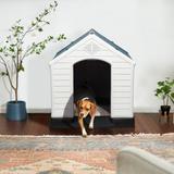 BOSSIN Plastic Dog House Kennel for Small to Large Sized Dogs, Indoor Outdoor Insulated Puppy Shelter with Elevated Floor