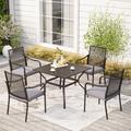 Alphamarts 4-person Outdoor Patio Dining Set w/ Metal Frame Chairs | 37 W x 37 D in | Wayfair S5-190