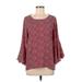 LC Lauren Conrad 3/4 Sleeve Blouse: Burgundy Tops - Women's Size Medium