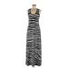 Calvin Klein Casual Dress - Maxi: Black Zebra Print Dresses - Women's Size 6