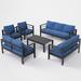 Latitude Run® Tashiya 9 - Person Outdoor Seating Group w/ Cushions in Gray/Blue | 32 H x 76 W x 26 D in | Wayfair 64ED2CD211BB43A698AE742B4BB6D44F