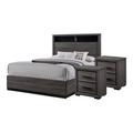 Enitial Lab Antinarelli 3-Piece Queen Bedroom Set Wood in Brown/Gray | 56.25 H x 63.63 W x 87.5 D in | Wayfair IDF-7549Q-2NS