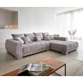 DELIFE Ecksofa Josea 300x220 cm Cord Silbergrau Ottomane rechts, Ecksofas