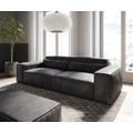 DELIFE Big-Sofa Sirpio L 260x110 cm Lederimitat Vintage Anthrazit mit Hocker, Big Sofas