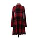 24/7 Maurices Casual Dress: Burgundy Plaid Dresses - New - Women's Size X-Small