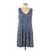 St. John's Bay Casual Dress - Fit & Flare: Blue Chevron/Herringbone Dresses - Women's Size Large