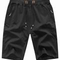 Shorts pour hommes décontracté, Coupe classique élégant, Cordon taille élastique, Shorts de plage d'été avec poches zippées, Shorts d'entraînement sportif