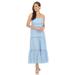 White Mark Women's Scoop Neck Tiered Maxi Dress - Blue