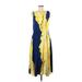 DKNY Casual Dress: Yellow Paint Splatter Print Dresses - Women's Size 6