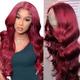 Body Wave 99J Burgundy 5x5 Transparen Lace Front Wigs Brazilian Human Hair 150% Density Wine Red Color For Black Women 10-30inch