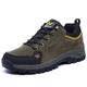 Men's Sneakers Waterproof Wearable Hiking Climbing Round Toe Rubber PU Leather Spring Fall Army Green Blue Brown Jacinth Gray