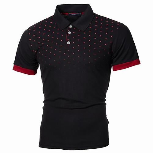 Men's Tennis Shirt Polo Shirt Work Business Collar Polo Collar Short Sleeve Streetwear Basic Graphic Polka Dot Print Regular Fit Black White Wine Navy Blue Blue Orange Tennis Shirt