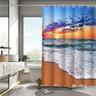 Beach And Seawater Landscape Print Shower Curtain With Hook Modern Polyester Machined Waterproof Bathroom