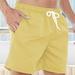Dolkfu Mens Short Drawstring Wide Leg Solid Beach Shorts Mens Bike Shorts Plus Size L