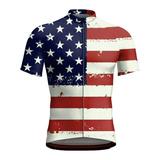 NSQFKALL 4th of July Cycling Jersey for Men Short Sleeve USA Flag Patriotic Bike Biking Shirts Full Zip Road Bicycle Clothes Tops