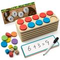 SYNARRY Wooden Ten-Frame Set YPF5 Math Manipulatives for Kindergarten 1st 2nd Grade Homeschooling Addition and Subtraction Montessori Math Games for Chirldren Counters Toys for Kids Ages 3-8