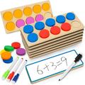Bstoyder Wooden Ten-Frame Set YPF5 Math Manipulative for Kindergarten 1st 2nd Grade Wooden Number Counting Math Game Montessori Educational Learning Toy Gift for Classroom Kid 3 4 5 Year Old