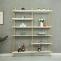 ZHANHAO Industrial 6-Tiers Modern Ladder Shelf Bookcase Solid Wood Storage Shelf Display Shelving Wall Mounted Wood Shelves Pipe Wood Shelves Bookshelf (White)