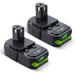2Pack 3600mAh P108 Battery Compatible with Ryobi 18V Lithium Battery ONE+ P102 P103 P104 P105 P107 P108 P109 P190 P191 P122 Cordless Tool Battery