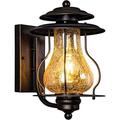NANYUN Outdoor Wall Lantern Sconce Lighting Exterior Light Fixture Wall Mount Front Porch Lights Waterproof Rustic Aluminum Outside Wall Lamp with Faux Cracked Glass for Backyard Doorway Garage