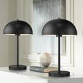 Rhys Modern Mid Century Mushroom Accent Table Lamps 19 1/2 High Set of 2 Black Metal Dome Shade Decor for Living Room Bedroom House Bedside Nightstand Home Office Family