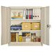 Metal Storage Cabinet 42â€� Locking Storage Cabinet with Doors and Shelves Lockable Storage Cabinets for Home Office Utility Locker Cabinet Steel Garage Cabinet with 2 Keys Grey