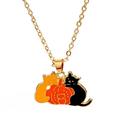 Cartoon Dripping Cat Necklace Metal Collarbone Chain Halloween Jewelry For Men And Women