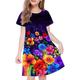 kinderkleidung Mädchen Kleid Graphic Blumen Kurzarm Outdoor Casual Modisch Kuschelig Täglich Polyester Übers Knie Casual kleid A Linie Kleid Sommerkleid Sommer Frühling 3-12 Jahre Mehrfarbig Schwarz