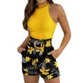 Women s Two Piece Outfits For Women Short Sleeve V Neck Biker Shorts Set Swimsuit Bikini Swimsuits for Small Bust Women Full Coverage Bathing Suits for Women Women s Swimwear Bottoms Lap Swimsuit for