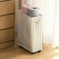 WZHXIN Storage Bins Laundry Hamper with Wheels Rolling Laundry Basket Clothes Storage Cart Foldable Yoga Mat Storage Racks Slim Corner Storage organizer with Wheels Clearance Sale White