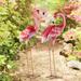 Natelf Pink Flamingo Yard YPF5 Decorations Metal Garden Statues and Sculptures Standing Bird Lawn Ornaments for Patio Backyard Pond Decorations Set of 2