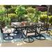 durable 7 PCS Heavy Duty Metal Patio Dining Sets with 6 Swivel Chairs (Cushion Included) and 1 Rectangular Metal Table with Umbrella Hole Outdoor Furniture for 6