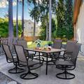 VILLA Outdoor Patio Dining Set for 4 5 PCS Patio Table & Chair Set Clearance with 4 Swivel Dining Chairs & 1 Square Patio Table(1.57 Hole) Patio Dining Furniture for Lawn G
