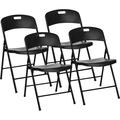 Oline Folding Chair Indoor Outdoor Plastic Commercial Stackable Foldable Guest Chairs for Events Office Wedding Party Picnic Kitchen Dining 350lb Capacity (Black 4 Pack)