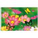 Txtains Vivid Butterflies Floral YPF5 Pink Flowers Spring Summer Seasonal Nature Flag 3 x 5 Feet Single Sided with Brass Grommets 3x5 Ft Banner for Garden Yard House Decor